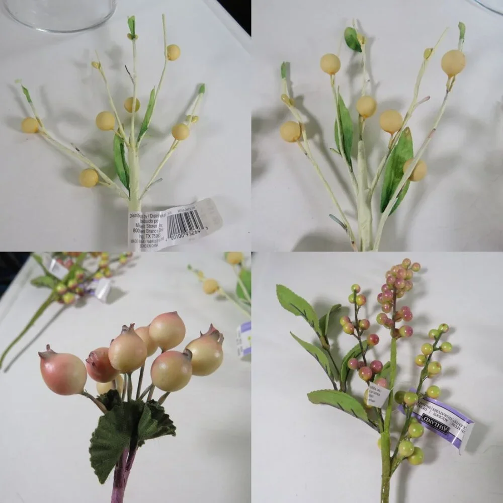 Spring Floral Berries Hips (some complete, some pieced) Pink & Peach Faux Floral
